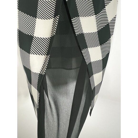 Rag & Bone silk forest green cream houndstooth plaid sheer sleeveless blouse L - Picture 10 of 11